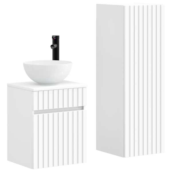 Vannitoa mööbleset 2 tk Valge 33 × 34,5 × 100 cm Tehispuit