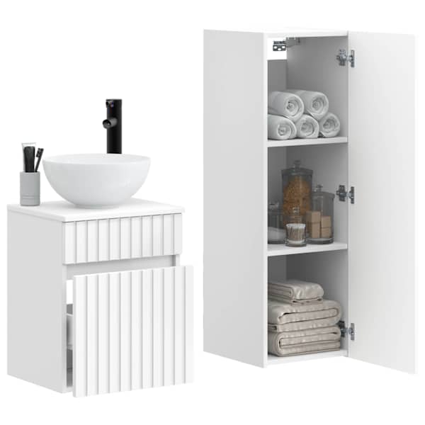 Vannitoa mööbleset 2 tk Valge 33 × 34,5 × 100 cm Tehispuit