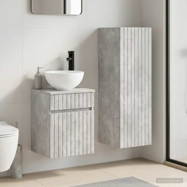 Vannitoa mööbleset 2 tk Betoonhall 33 × 34,5 × 100 cm Tehispuit