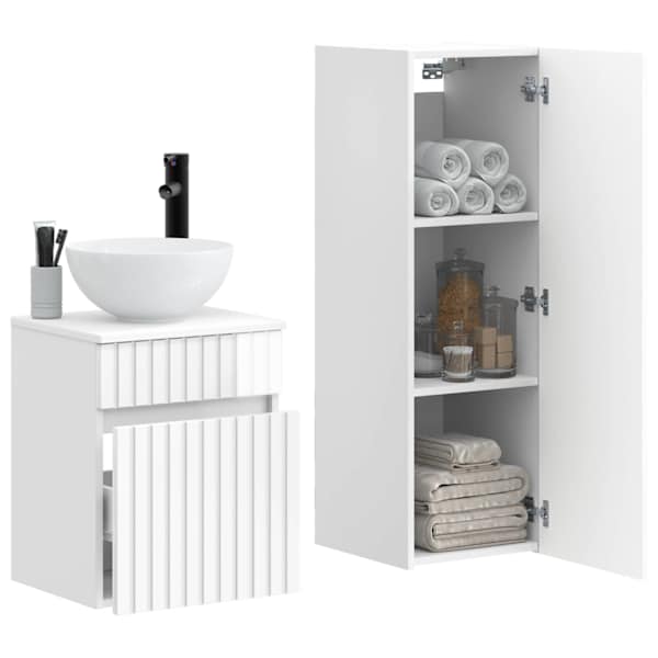 Vannitoa mööbleset 2 tk Kõrgläikega valge 33 × 34,5 × 100 cm
