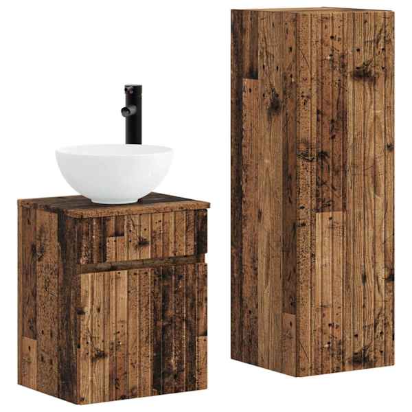 Vannitoa mööbleset 2 tk Vana puit 33 × 34,5 × 100 cm Tehispuit