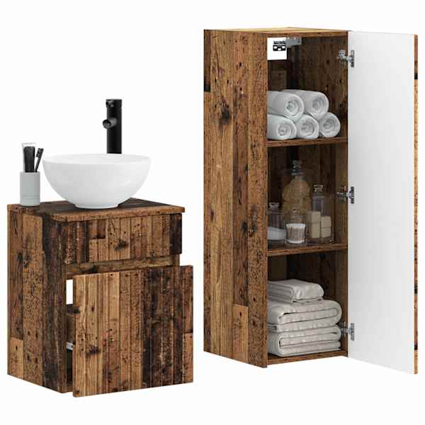 Vannitoa mööbleset 2 tk Vana puit 33 × 34,5 × 100 cm Tehispuit