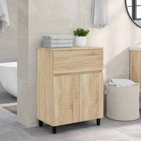 Vannitoa peegelkapid Sonoma tamm 60 × 35 × 80 cm Tehispuit
