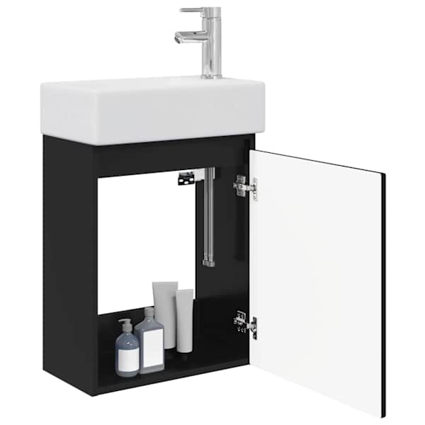 Vannitoa vanity üksus koos segistiga Must 45,5 × 22,5 × 84 cm