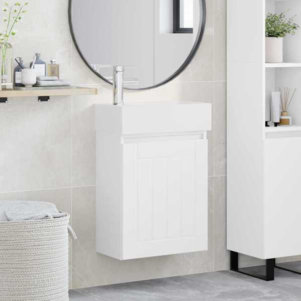 Vannitoa vanity üksus koos segistiga Valge 45,5 × 25,5 × 84 cm