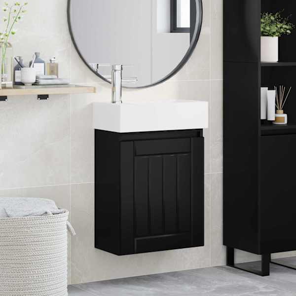 Vannitoa vanity üksus koos segistiga Must 45,5 × 25,5 × 84 cm