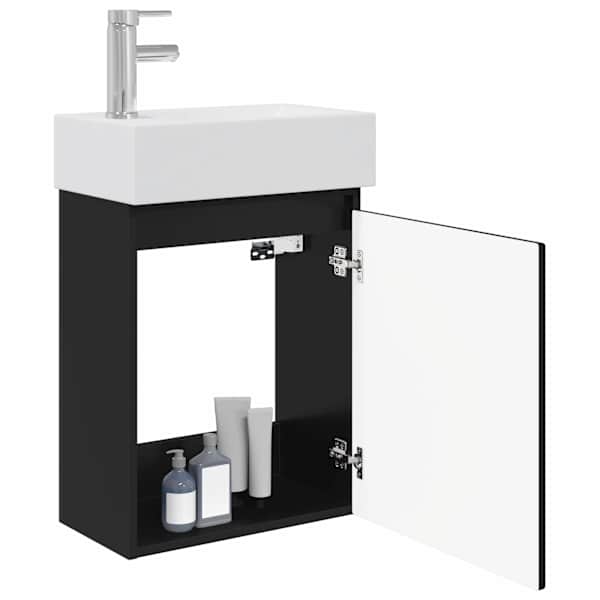 Vannitoa vanity üksus koos segistiga Must 45,5 × 25,5 × 84 cm