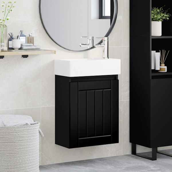Vannitoa vanity üksus koos segistiga Must 45,5 × 25,5 × 84 cm