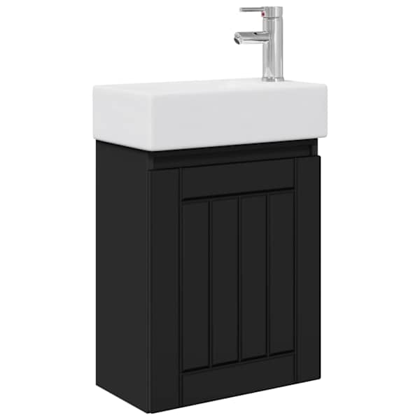 Vannitoa vanity üksus koos segistiga Must 45,5 × 25,5 × 84 cm