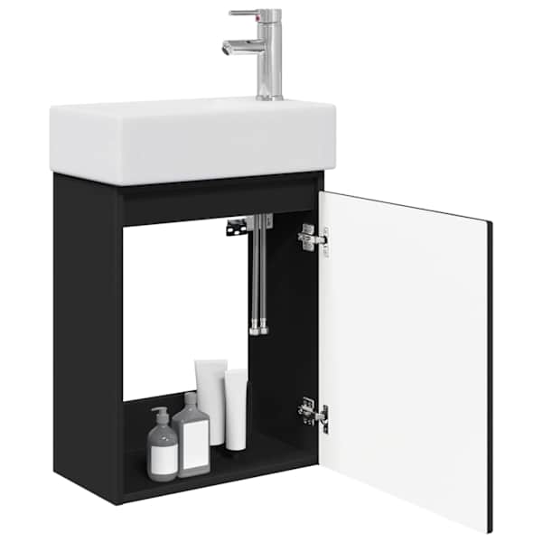 Vannitoa vanity üksus koos segistiga Must 45,5 × 25,5 × 84 cm