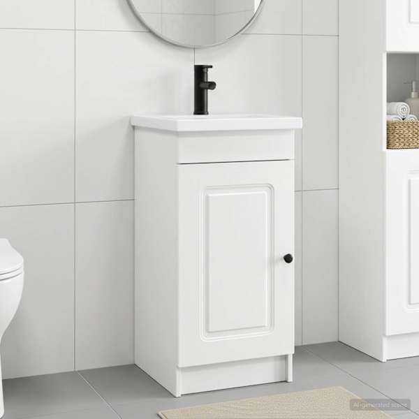 Vannitoa kraanikauss Valge 42 × 40 × 84,5 cm Tehispuit