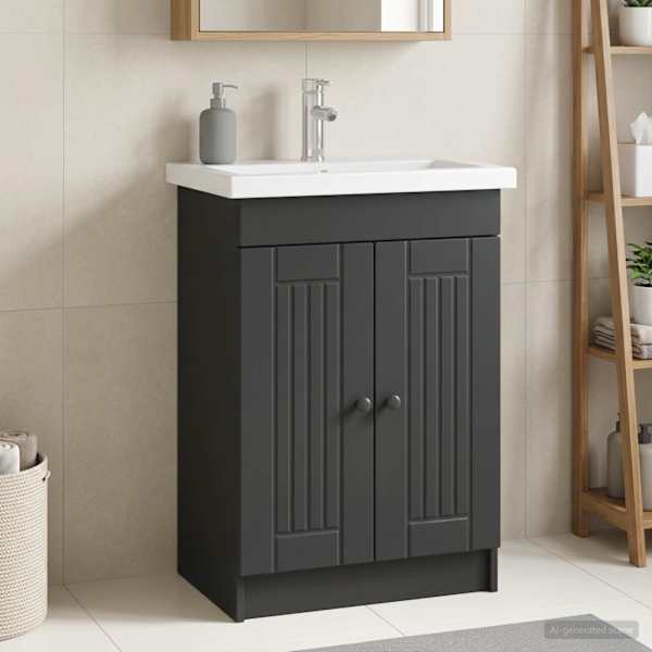 Vannitoa all oleva kraani kapp Must 56 × 37,5 × 81 cm Tehispuit