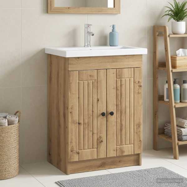Vannitoa all oleva kraani kapp Artisan tamm 56 × 37,5 × 81 cm