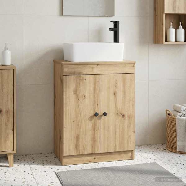 Vannitoa kraanikauss Artisan tamm 54 × 35 × 83 cm Tehispuit