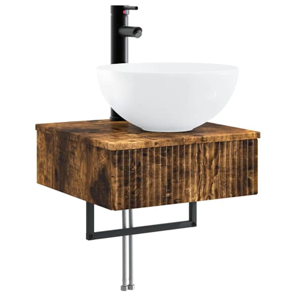 Seinale paigaldatav vannitoa valamukapp Suitsutatud tamm