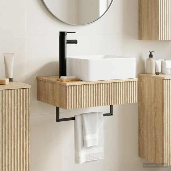 Seinale paigaldatav pesu bassein Sonoma tamm 53 × 35 × 39 cm