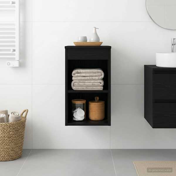 Vannitoakapp Vahepealne Must tamm 30 × 35 × 50 cm Tehispuit