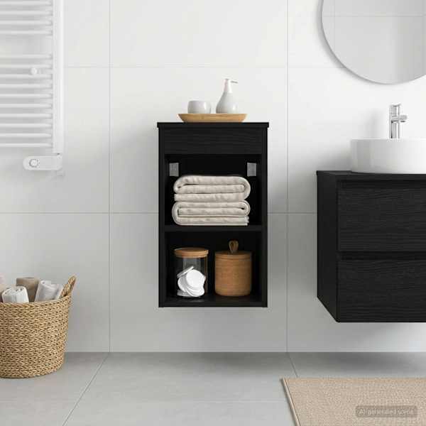 Vannitoakapp Vahepealne Must tamm 30 × 44,5 × 50 cm Tehispuit