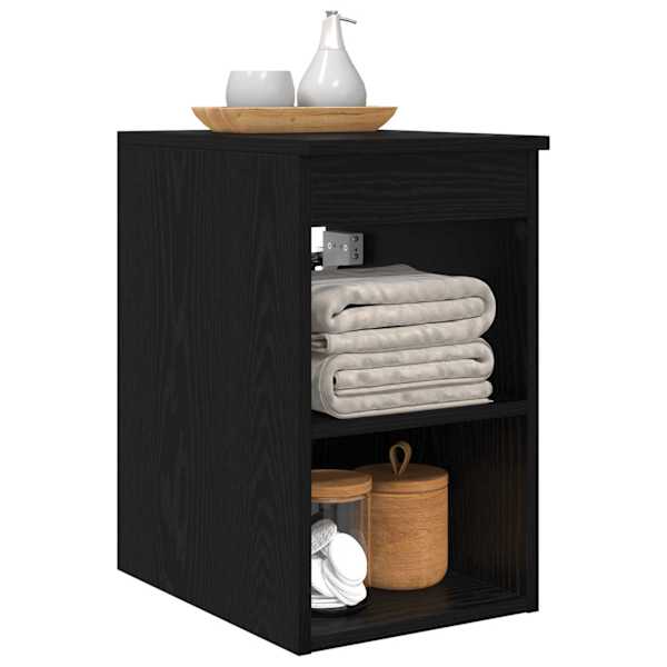 Vannitoakapp Vahepealne Must tamm 30 × 44,5 × 50 cm Tehispuit