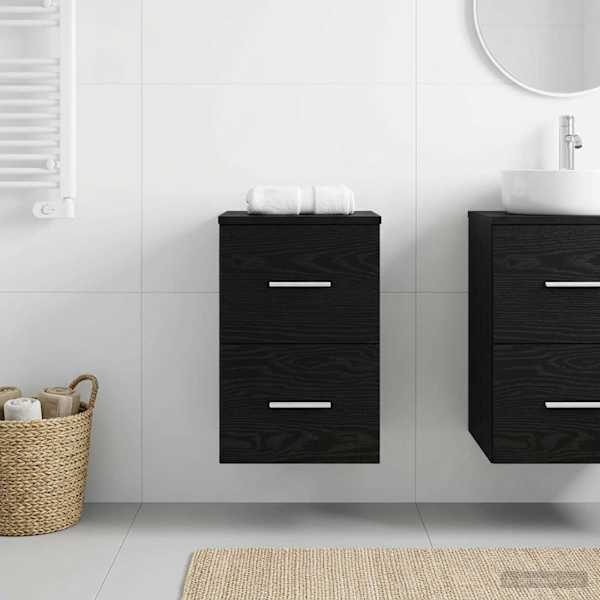 Vannitoakapp Vahepealne Must tamm 30 × 35 × 50 cm Tehispuit