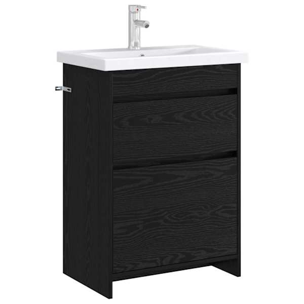 Vannitoa all oleva kraani kapp Must tamm 56 × 37,5 × 81 cm