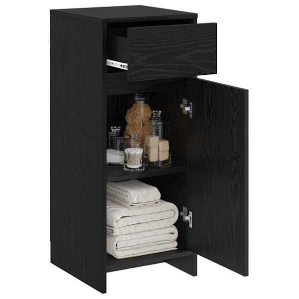 Vannitoa kapp Must tamm 35 × 36,5 × 85 cm Tehispuit