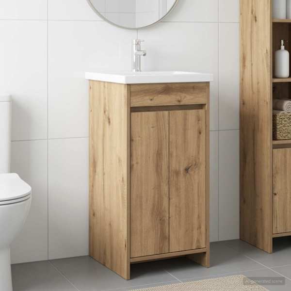 Vannitoa kraanikauss Artisan tamm 42 × 40 × 84,5 cm Tehispuit