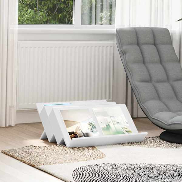 Ajakirja riiul riiuliga Valge 65 × 53 × 28,5 cm Tehispuit