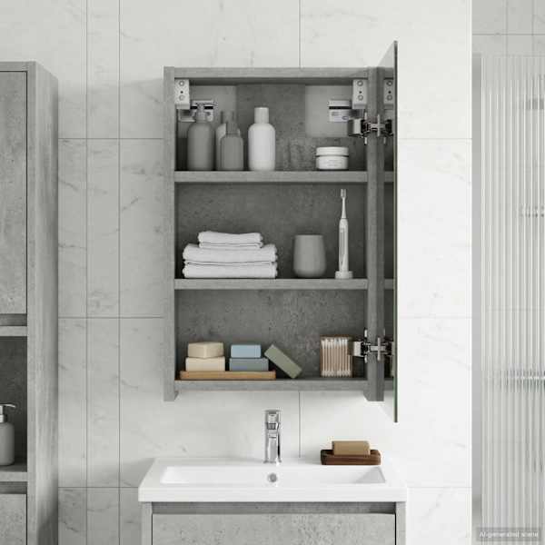 Vannitoa peeglikapp Betoonhall 30 × 10,5 × 50 cm Tehispuit
