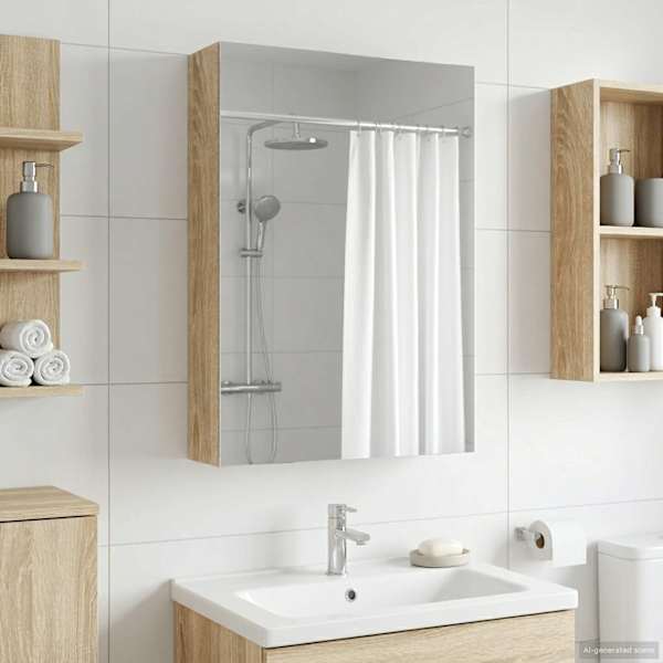 Vannitoa peeglikapp Sonoma tamm 40 × 10,5 × 60,5 cm Tehispuit