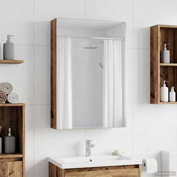 Vannitoa peeglikapp Vana puit 40 × 10,5 × 60,5 cm Tehispuit