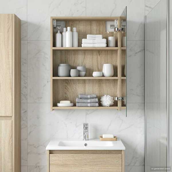 Vannitoa peeglikapp Sonoma tamm 50 × 14,5 × 70 cm Tehispuit