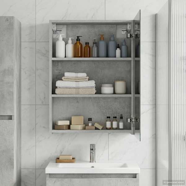 Vannitoa peeglikapp Betoonhall 50 × 14,5 × 70 cm Tehispuit