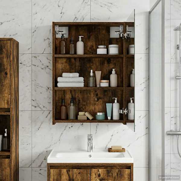 Vannitoa peeglikapp Suitsetatud tamm 50 × 14,5 × 70 cm