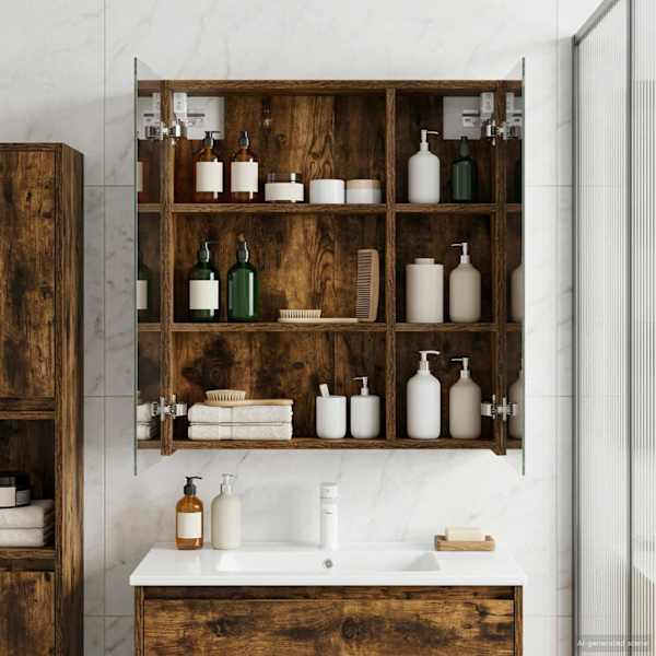 Vannitoa peeglikapp Suitsetatud tamm 60 × 14,5 × 70 cm