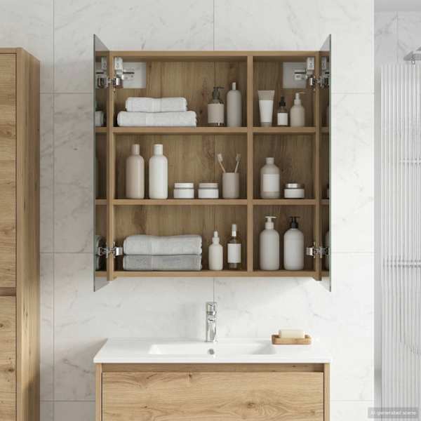 Vannitoa peeglikapp Artisan tamm 60 × 14,5 × 70 cm Tehispuit
