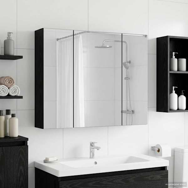 Vannitoa peeglikapp Must tamm 60 × 14,5 × 50 cm Tehispuit