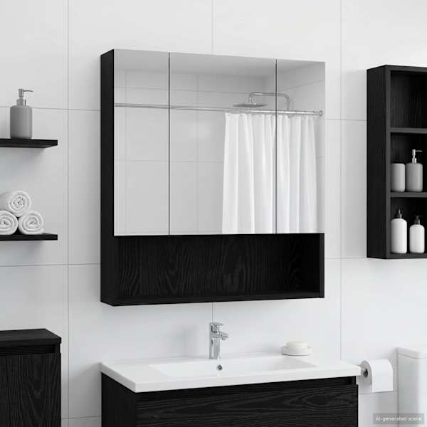 Vannitoa peeglikapp Must tamm 60 × 14.5 × 70 cm Tehispuit