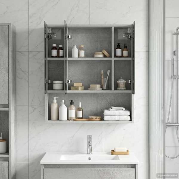 Vannitoa peeglikapp Betoonhall 60 × 14.5 × 70 cm Tehispuit