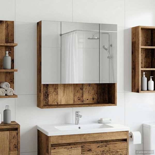 Vannitoa peeglikapp Vana puit 60 × 14.5 × 70 cm Tehispuit