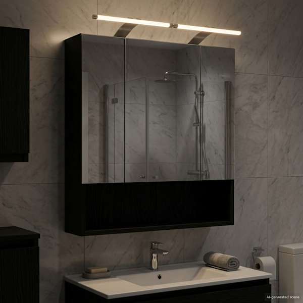 Vannitoa peeglikapp Must tamm 60 × 14.5 × 70 cm Tehispuit