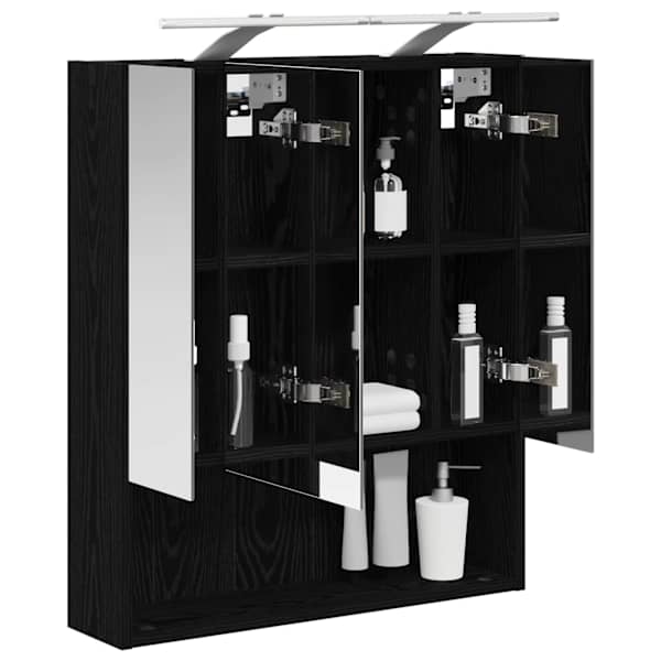 Vannitoa peeglikapp Must tamm 60 × 14.5 × 70 cm Tehispuit