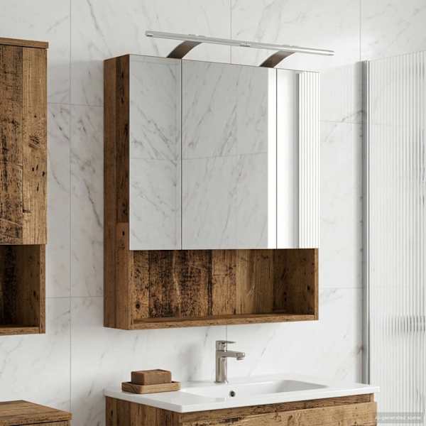 Vannitoa peeglikapp Vana puit 60 × 14.5 × 70 cm Tehispuit