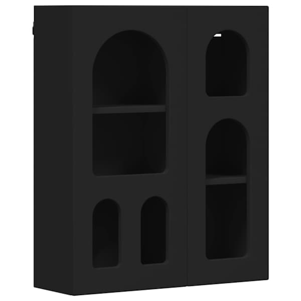Seinakapp riiuliga ELST Must 59 × 20 × 71,5 cm Tehispuit
