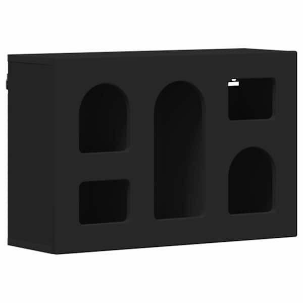 Seinakapp riiuliga ELST Must 60 × 20 × 40 cm Tehispuit