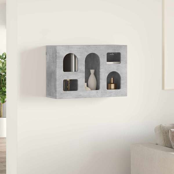 Seinakapp riiuliga ELST Betoonhall 60 × 20 × 40 cm Tehispuit