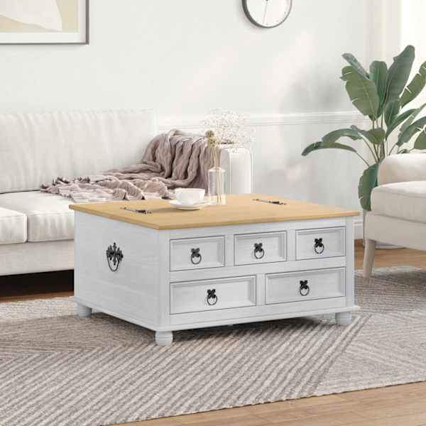Storage box sahtliga riiuliga Valge 90 × 78 × 45 cm Tahke mänd