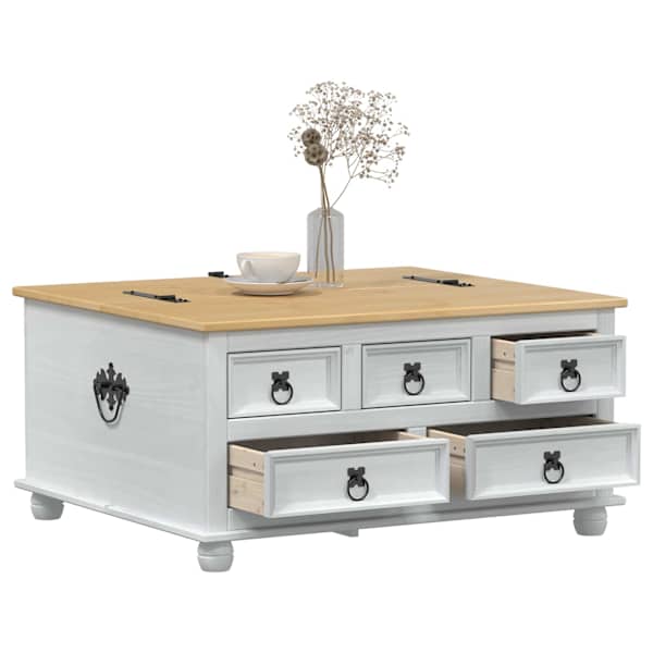 Storage box sahtliga riiuliga Valge 90 × 78 × 45 cm Tahke mänd