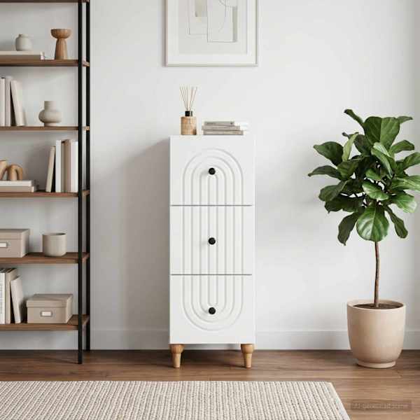 Sahtlibüroo 33 × 34,5 × 90 cm Tehispuit Kõrgläikega valge