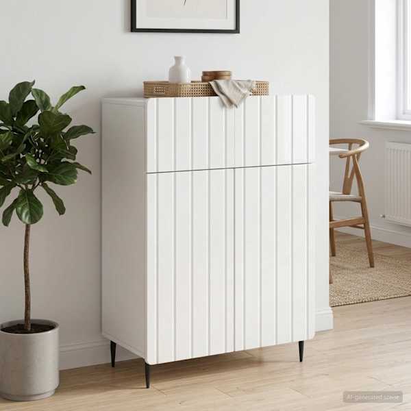 Kõide Kõrgläikega valge 66 × 34,5 × 92 cm Tehispuit
